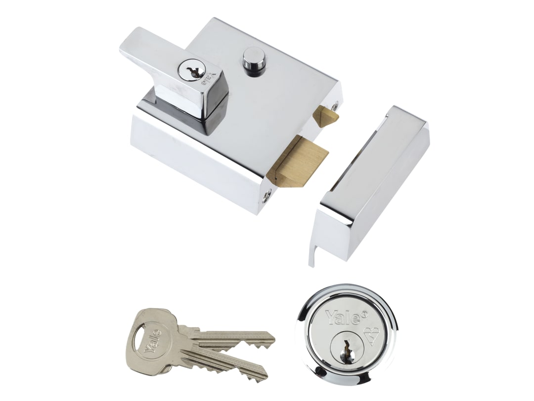 Yale Locks P2 Double Security Nightlatch 40mm Backset Chrome Finish Visi 6.30002E+11