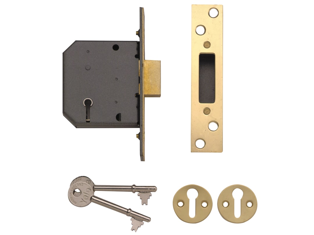 Yale Locks PM552 5 Lever Mortice Deadlock 80mm 3in Polished Brass 6.50552E+11