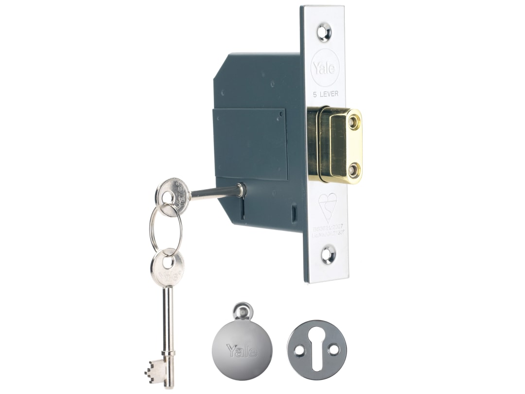 Yale Locks PM562 Hi-Security BS 5 Lever Mortice Deadlock 68mm 2.5in Polished Chrome 6.5562E+11