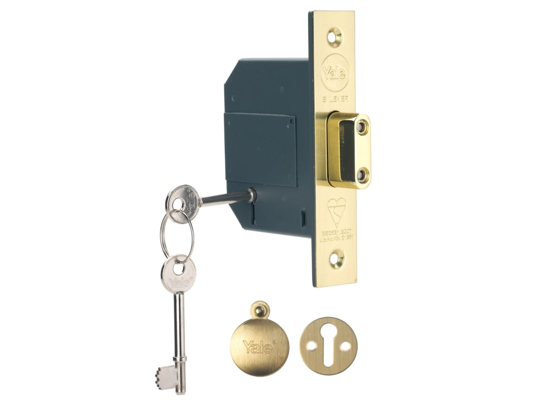 Yale Locks PM562 Hi-Security BS 5 Lever Mortice Deadlock 81mm 3in Polished Brass 6.5562E+11
