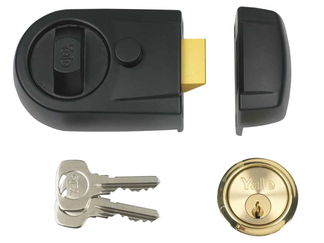 Yale Locks Y3 Nightlatch Modern 60mm Backset Black Finish Visi P-Y3-BL-PB-60