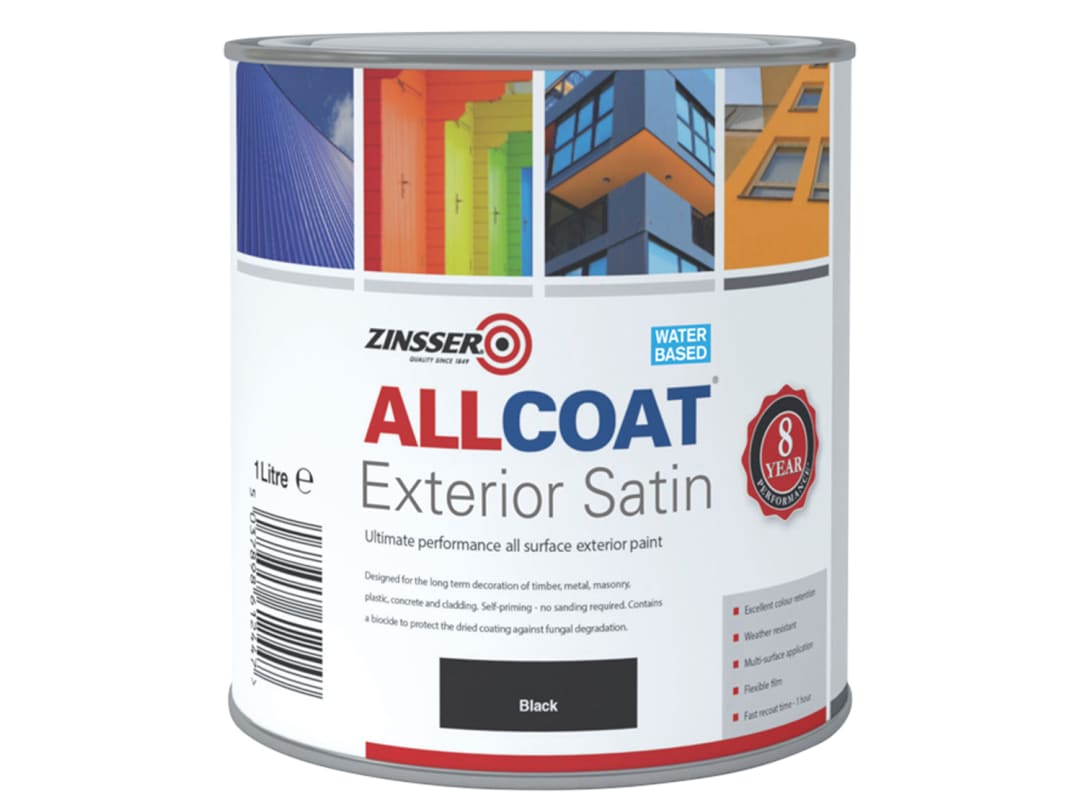 Zinsser All Coat Exterior Paint Satin Black 1L ZN7200003D1