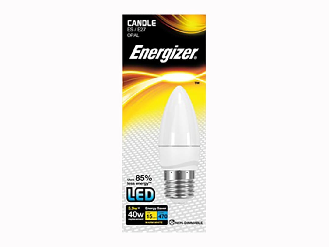 Energizer® Candle LED 470Lumens Warm White Opal E27 Boxed S8880
