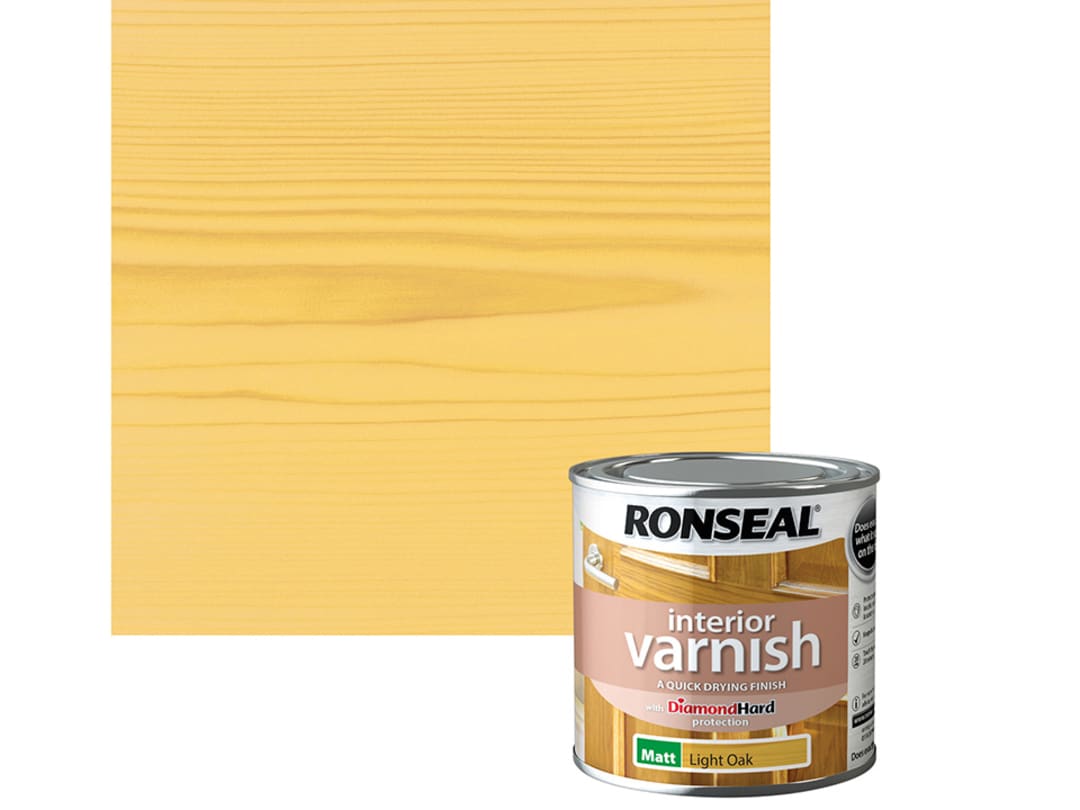 Ronseal Quick Dry Interior Varnish Matt Light Oak 250ml 39428 39428