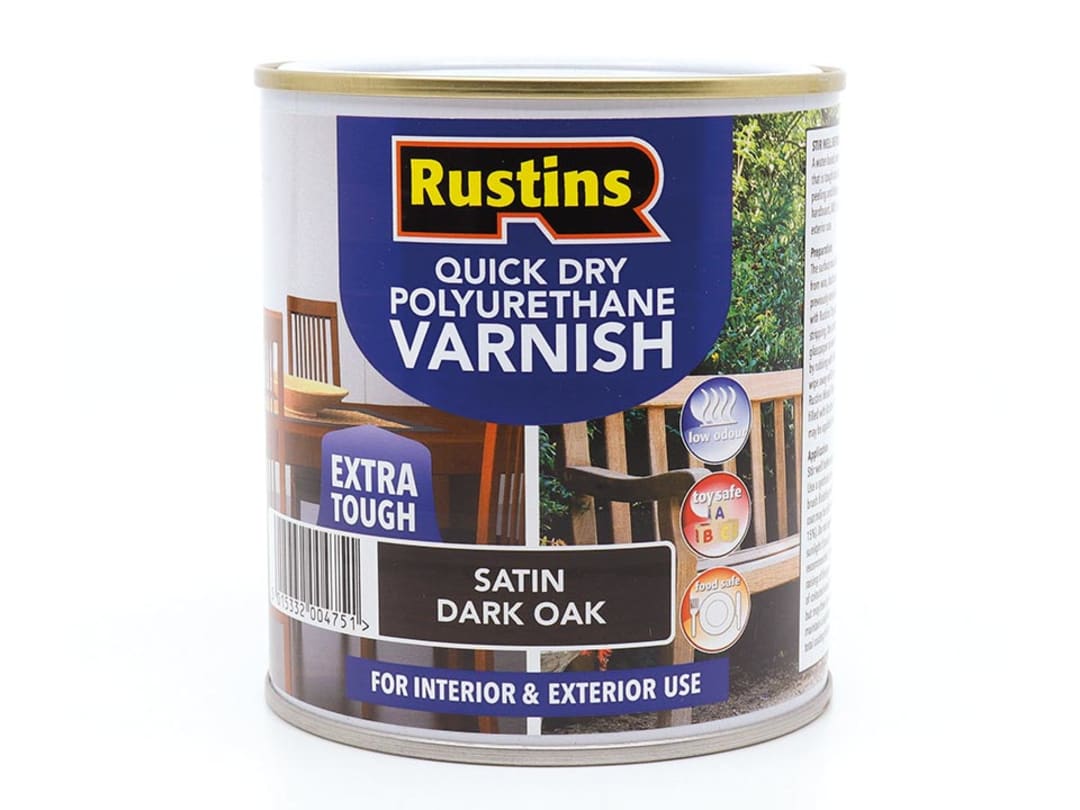 Rustins Quick Dry Polyurethane Varnish Satin Dark Oak 500ml PSDOW500 PSDOW500