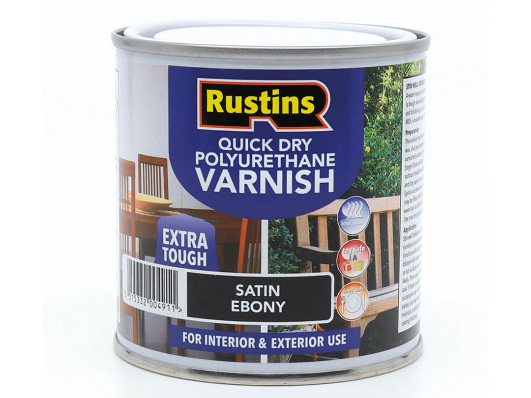 Rustins Quick Dry Polyurethane Varnish Satin Ebony 250ml PSEBW250 PSEBW250