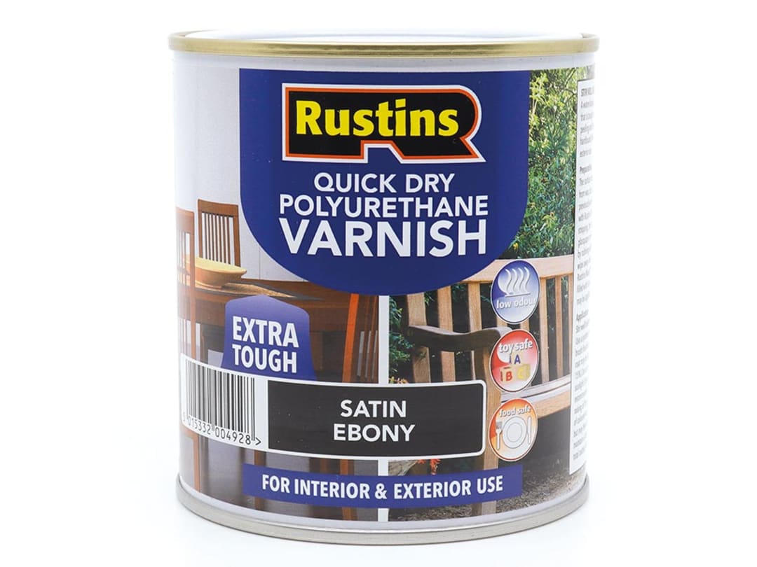 Rustins Quick Dry Polyurethane Varnish Satin Ebony 500ml PSEBW500 PSEBW500