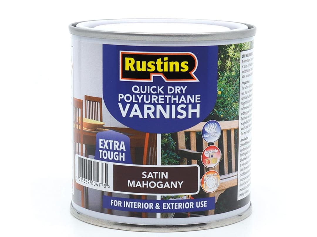 Rustins Quick Dry Polyurethane Varnish Satin Mahogany 250ml PSMAW250 PSMAW250