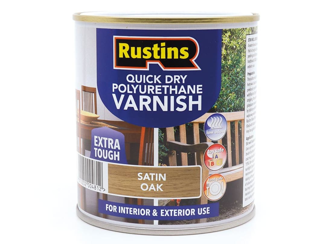 Rustins Quick Dry Polyurethane Varnish Satin Oak 500ml PSOAW500 PSOAW500