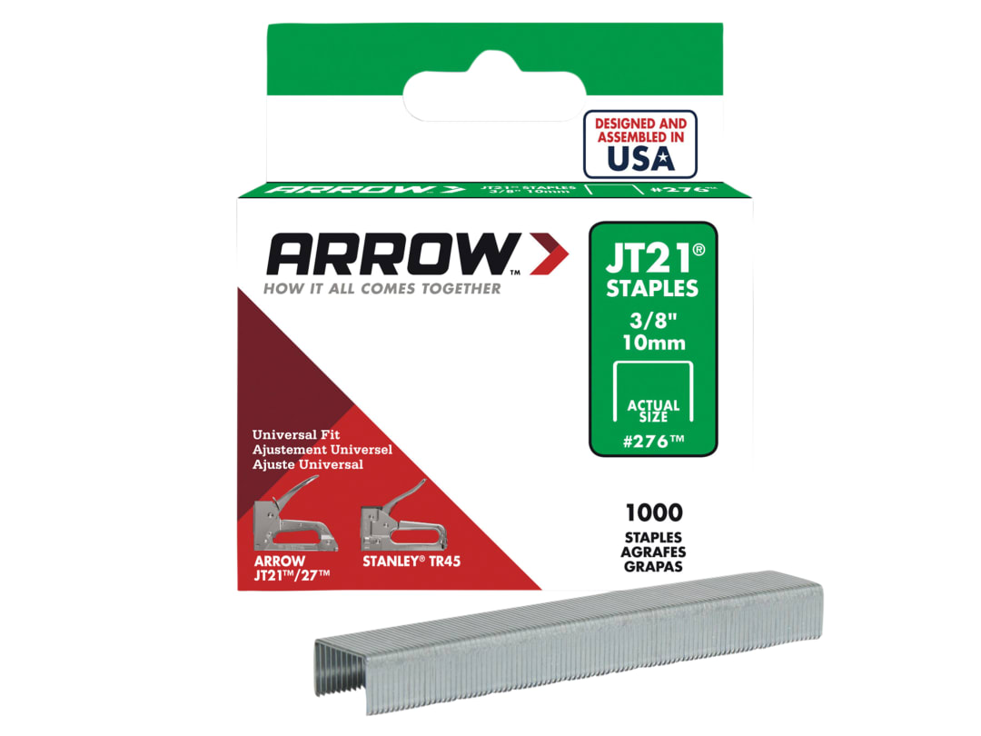 Arrow JT21 T27 Staples 10mm (3/8in) (Box 1000) A276
