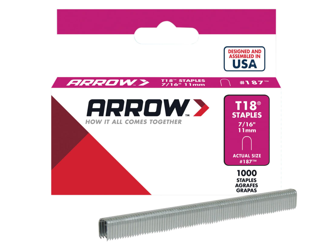 Arrow T18 Staples 11mm (7/16in) (Box 1000) A187