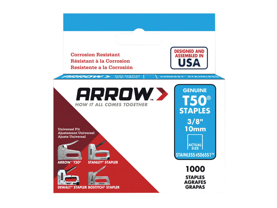 Arrow T50 Staples Stainless Steel 506SS 10mm (3/8in) (Box 1000) A506SS1