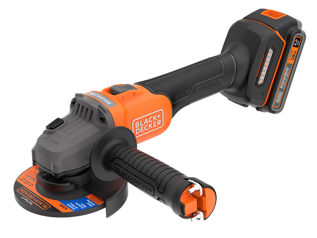BLACK + DECKER BCG6L8D13 POWERCONNECT™ Brushless Angle Grinder 18V 1 x 2.0Ah Li-ion BCG6L8D13-GB