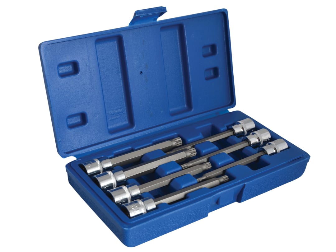 BlueSpot Tools 3/8in Drive Extra Long Spline Socket Bit Set, 7 Piece 01512