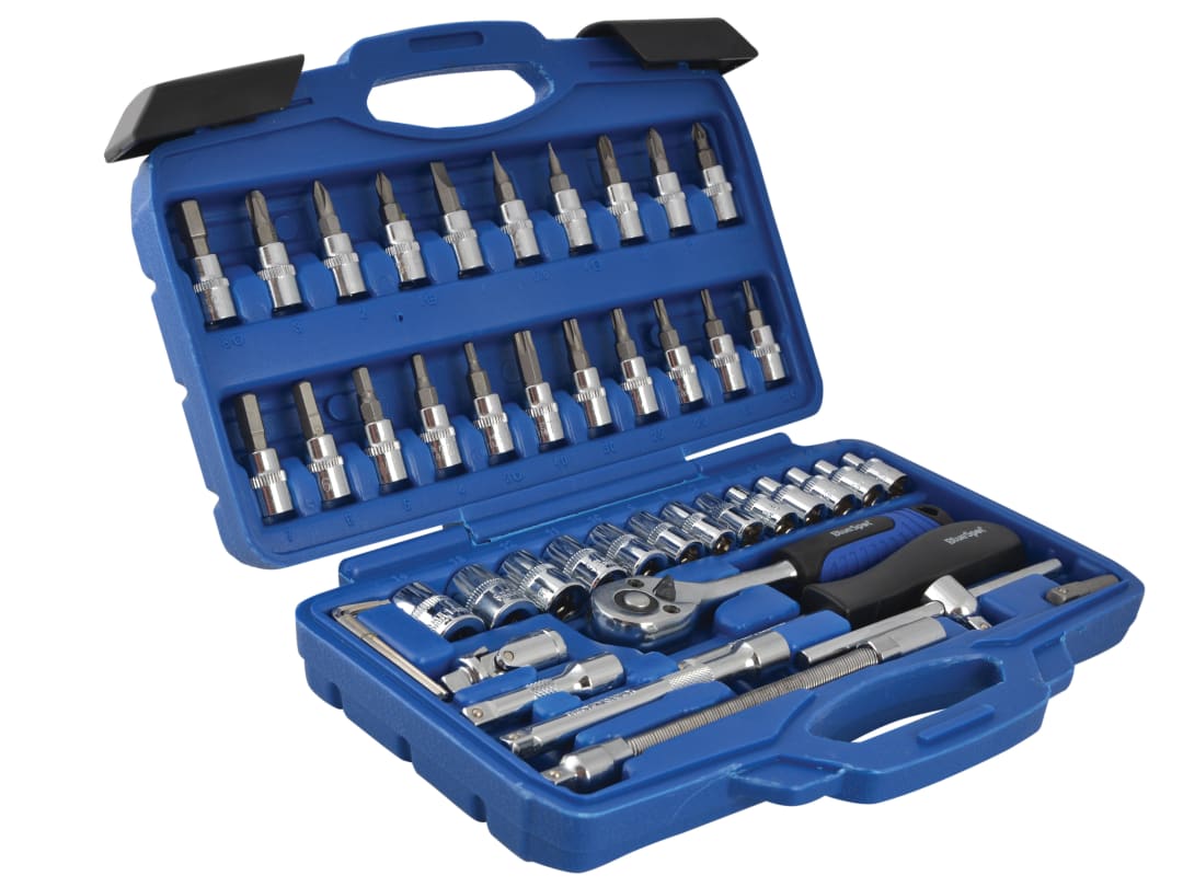 BlueSpot Tools 1/4in Square Drive Socket & Bit Set, 46 Piece 01530