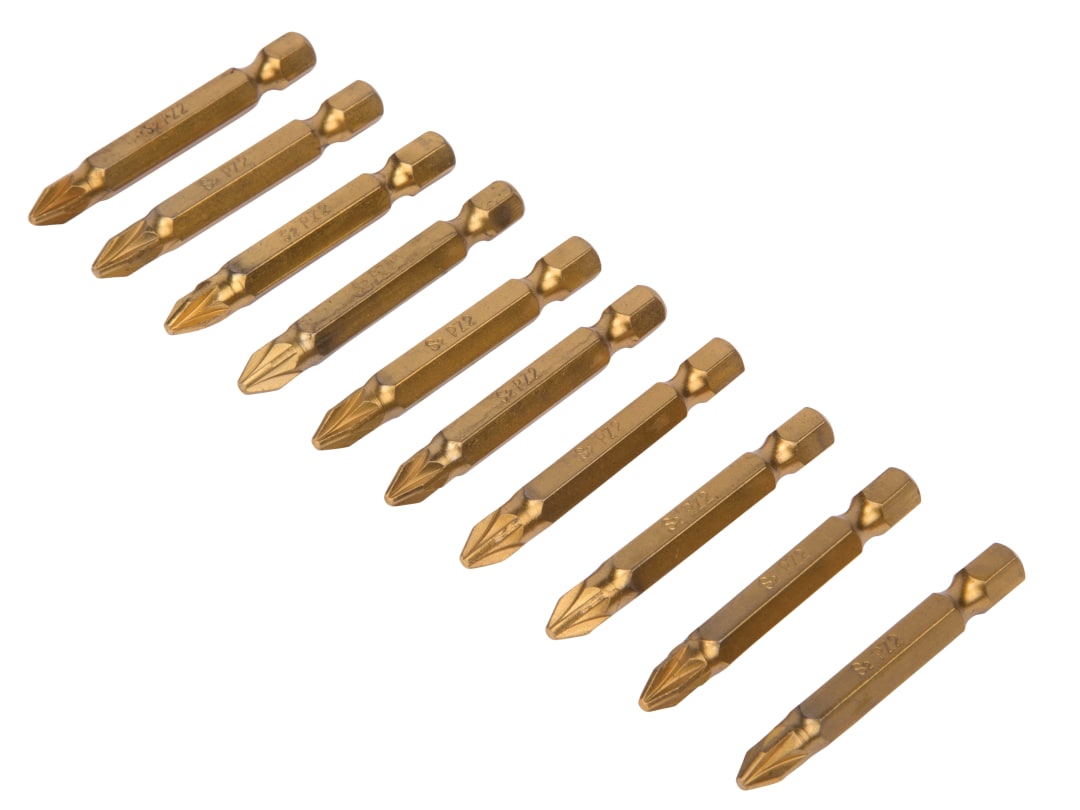 BlueSpot Tools Titanium Coated Screwdriver Bits PZ2 x 50mm (Pack 10) 14105