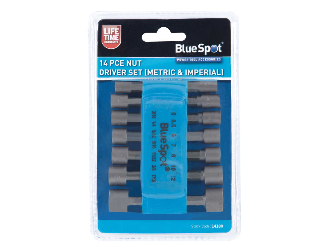 BlueSpot Tools Metric & Imperial Nut Driver Set, 14 Piece 14109