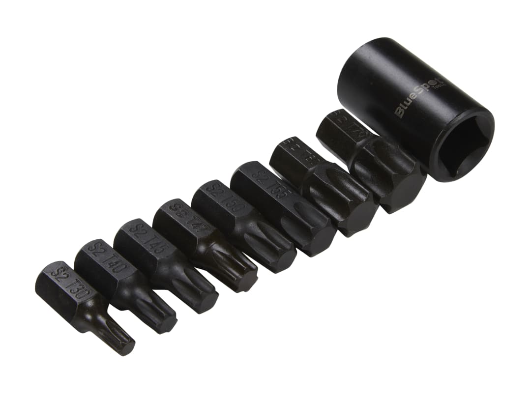 BlueSpot Tools 1/2in Impact TORX Bit Set, 9 Piece 1498