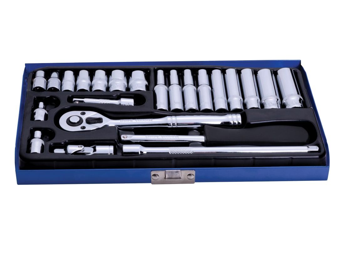 BlueSpot Tools 1/4in Metric Socket Set, 24 Piece 1531