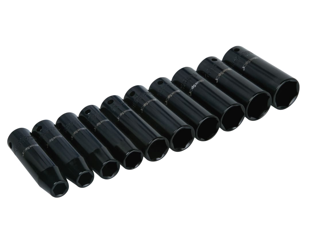 BlueSpot Tools 1/2in Metric Deep Impact Socket Set 10-24mm, 10 Piece 1536
