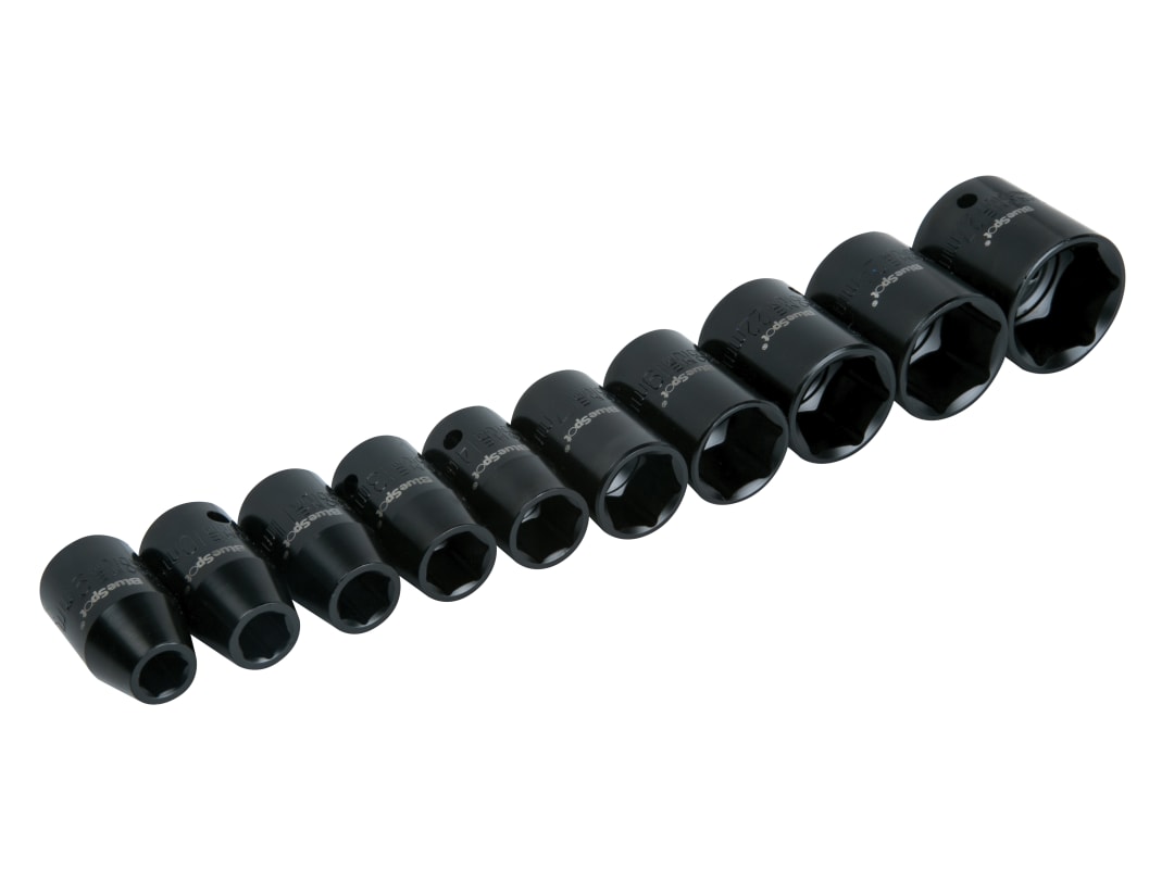 BlueSpot Tools 1/2in Metric Impact Socket Set 9-27mm, 10 Piece 1537