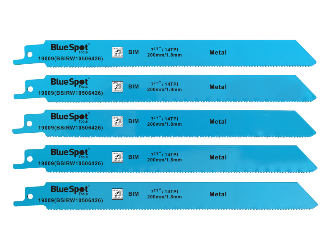 BlueSpot Tools Bi-Metal Reciprocating Saw Blade 240mm x 5 TPI (Pack 5) 19009