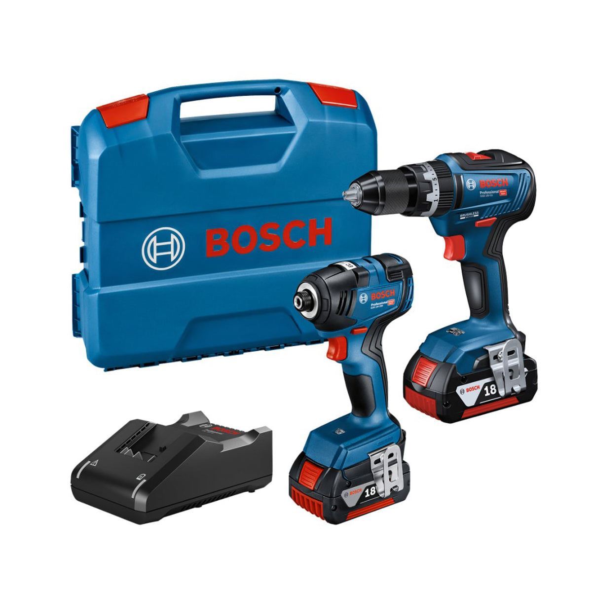 Bosch 18V Professional Twin Packs for Ultimate Power and Performance with 2 x 4.0Ah Batteries & Charger in Case 06019J2171 18V