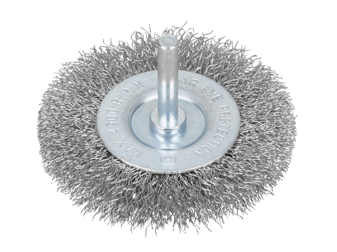 BlueSpot Tools Flat Steel Wire Wheel Brush 75mm x 6mm Arbor 19222