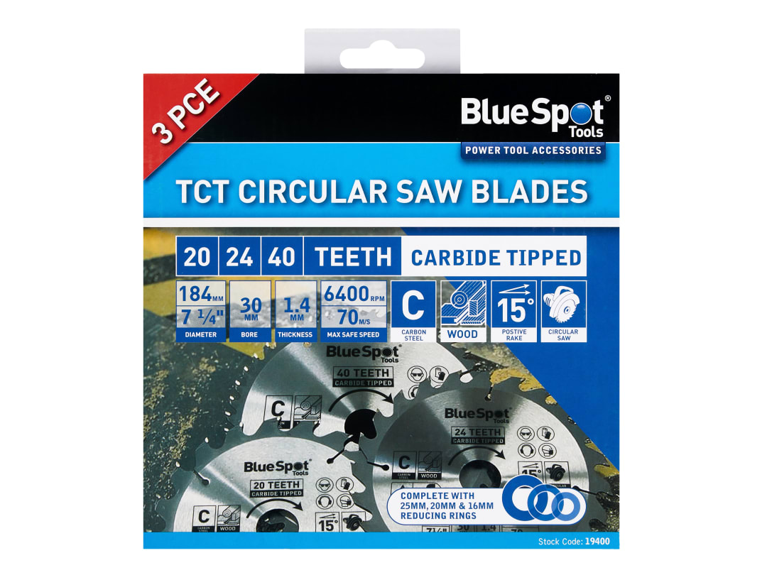 BlueSpot Tools 184mm Circular Saw Blade Set, 3 Piece 19400