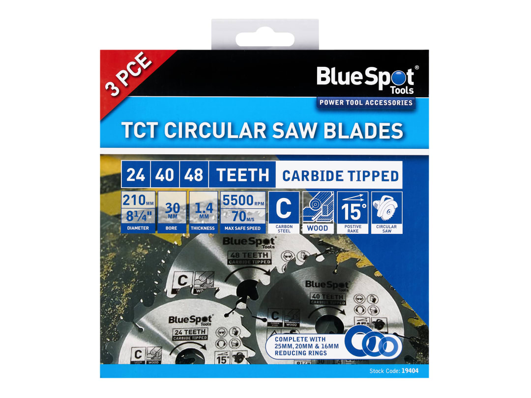BlueSpot Tools 210mm Circular Saw Blade Set, 3 Piece 19404