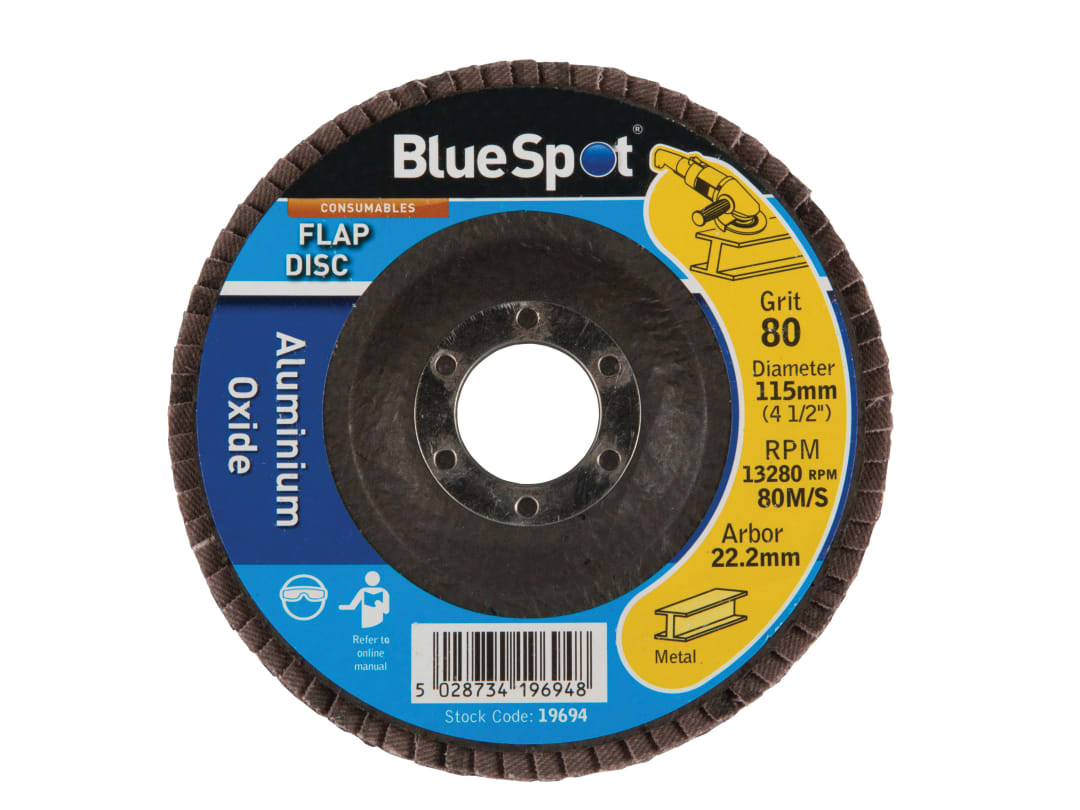 BlueSpot Tools Sanding Flap Disc 115mm 80 Grit 19694