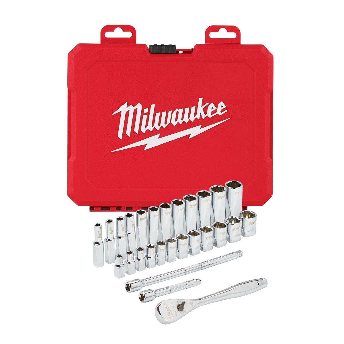 Milwaukee 1/4 Ratschen- und Steckschlüsseleinsatz Set 28-tlg. metr.