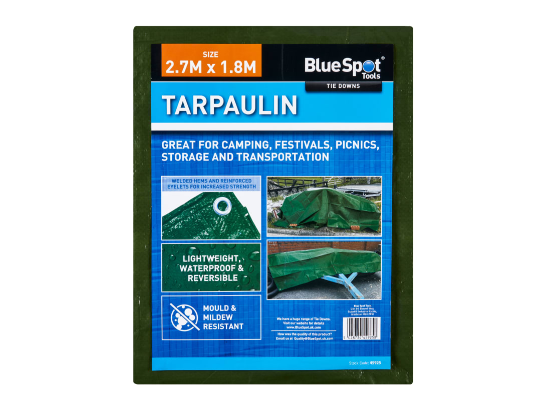 BlueSpot Tools Green Tarpaulin 2.7 x 1.8m 45925