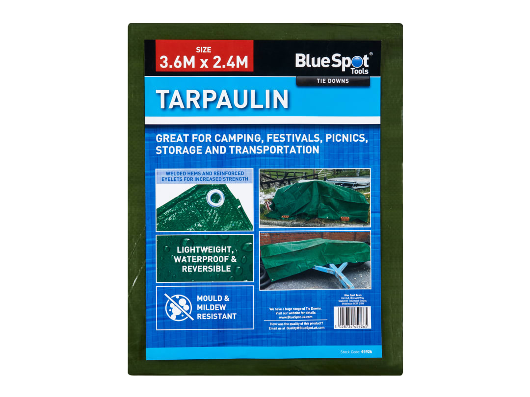 BlueSpot Tools Green Tarpaulin 3.6 x 2.4m 45926