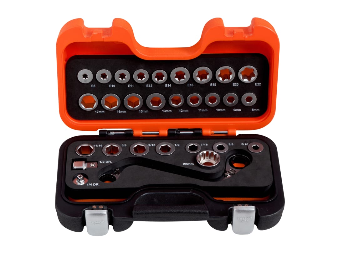Bahco S Type Ratchet Ring Wrench & Adaptor Set, 29 Piece 1320SRM/S29