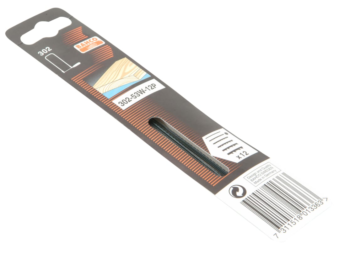 Bahco 302-53W-12P Fret Saw Blades for Wood 130mm (5in) (Pack of 12) 302-53W-12P