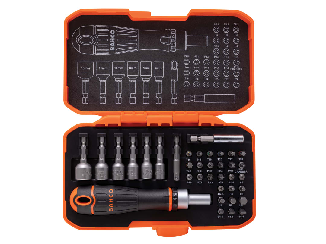 Bahco 59/S36BCR Ratcheting Coloured Bit Set, 36 Piece 59/S36BCR