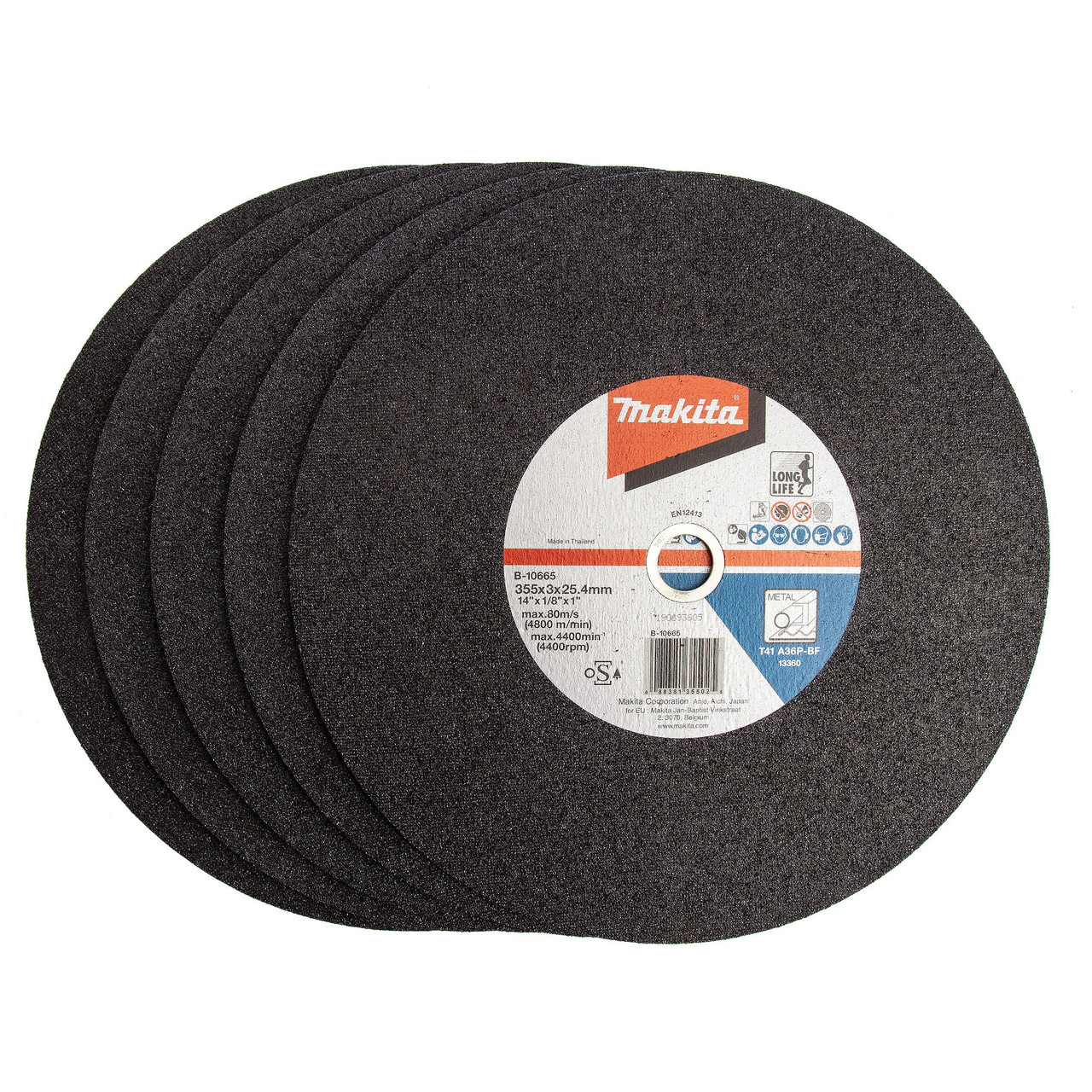 Makita B-10665 Metal Cutting Disc 355 x 3 x 25.4mm (Pack of 5) B-10665-5