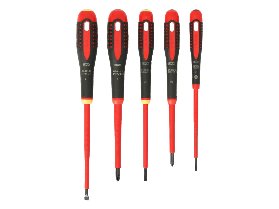Bahco BE-9881S ERGO™ VDE Insulated Screwdriver Set, 5 Piece BE-9881S