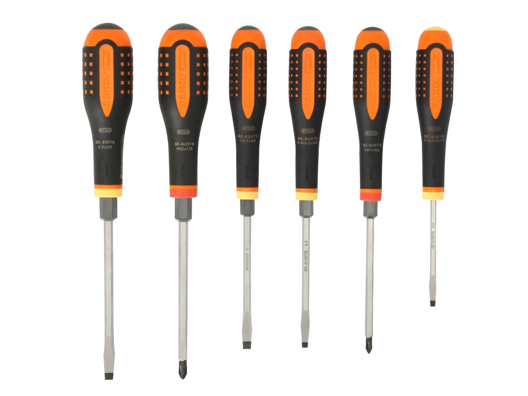 Bahco BE-9881TB ERGO™ Through Blade Screwdriver Set, 6 Piece BE-9881TB