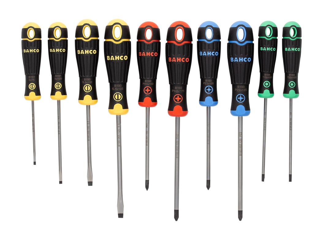 Bahco BAHCOFIT Coloured Handle Screwdriver Set, 10 Piece B219.010RB