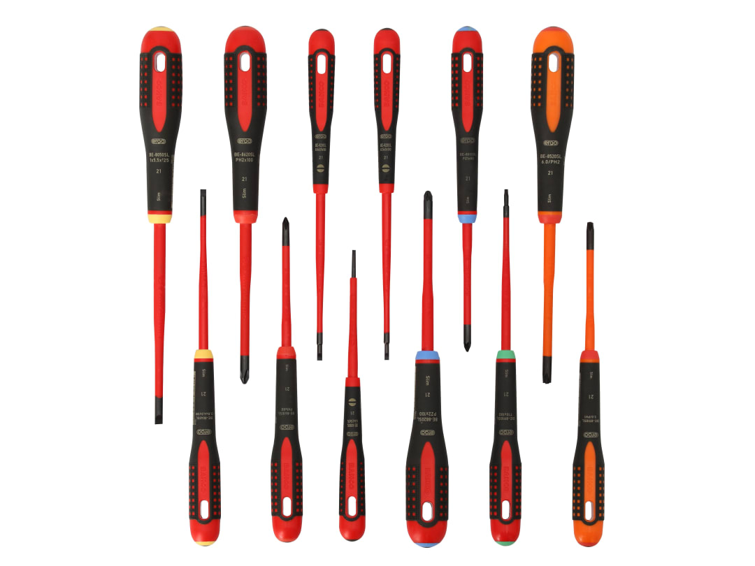 Bahco BE-9878SL ERGO™ Slim VDE Insulated Screwdriver Set, 12 Piece BE-9878SL