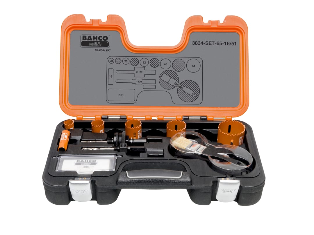 Bahco Professional Holesaw Set 3834 16/51 Sizes: 16-51mm 3834-SET-65-16/51