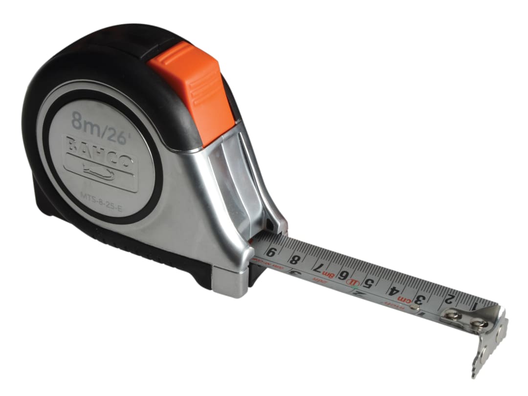 Bahco MTS Reversible Magnetic Tip Auto Pocket Tape 8m/26ft (Width 25mm) MTS-8-25-E