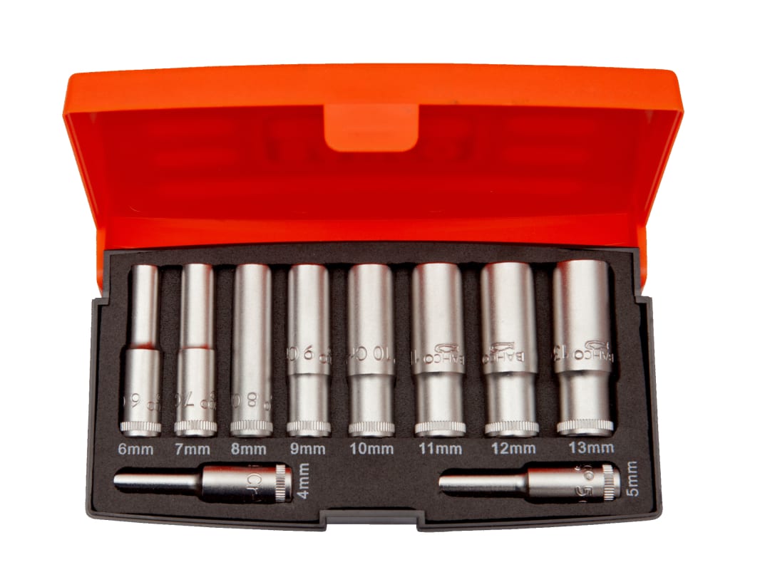 Bahco S0810L 1/4in Drive Deep Socket Set, 10 Piece S0810L