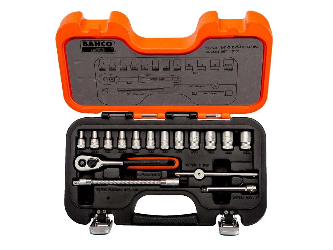 Bahco S160 1/4in Drive Socket Set, 16 Piece S160