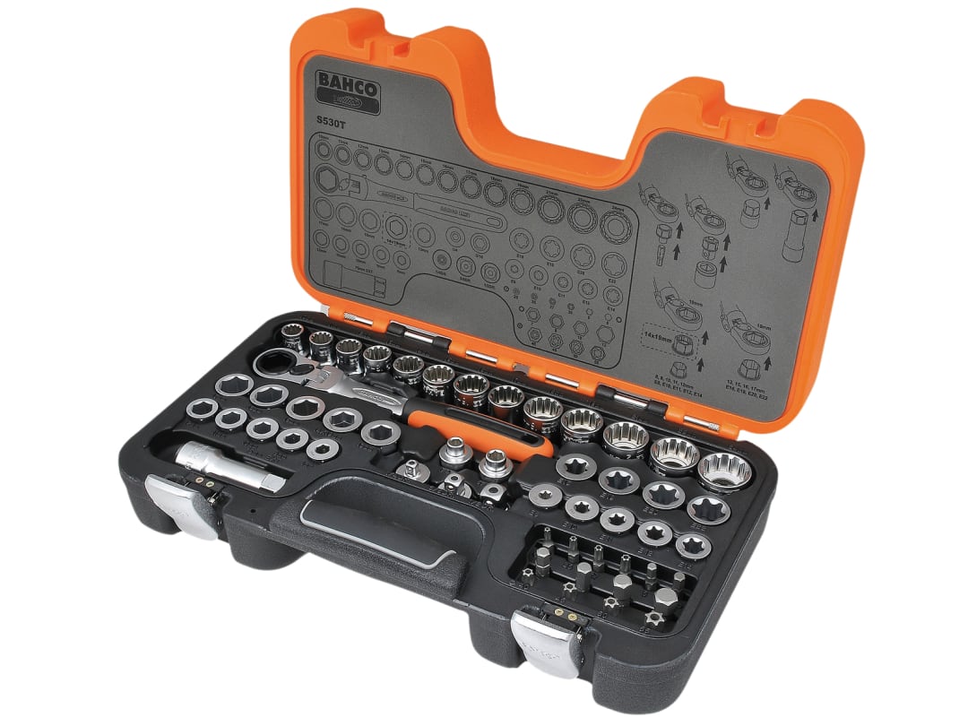 Bahco S530T 1/2in Drive Pass-Through Socket Set, 53 Piece S530T