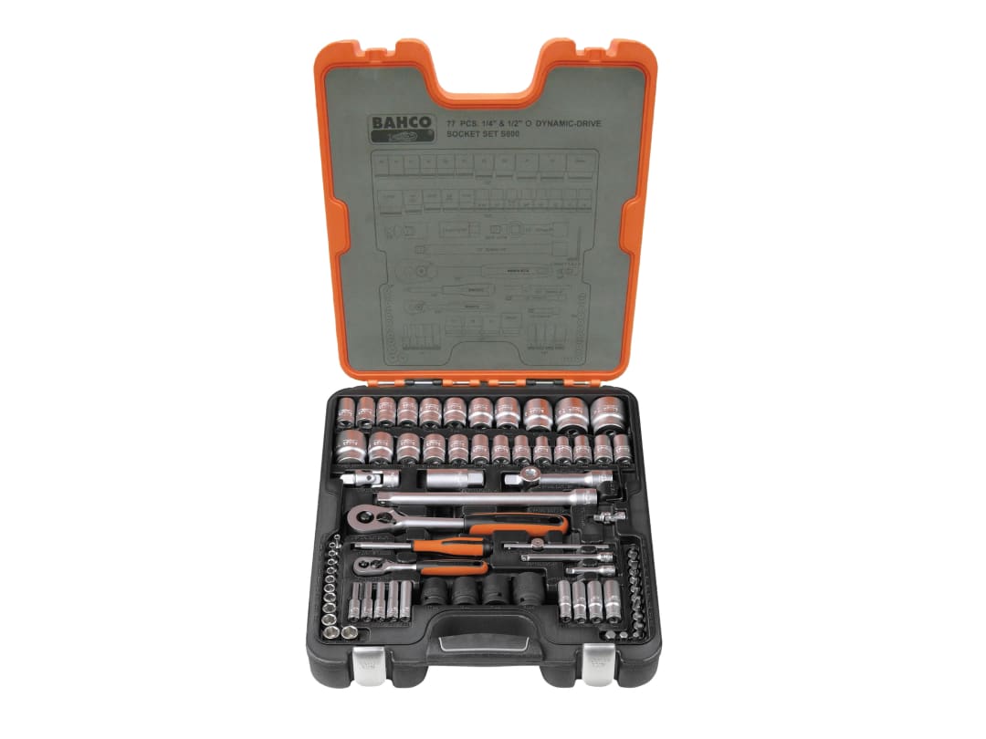 Bahco S800 1/4 & 1/2in Drive Socket Set, 77 Piece S800