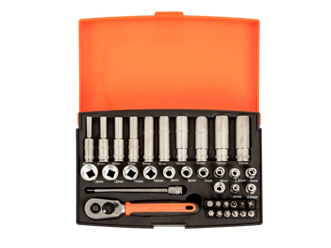 Bahco SL25L 1/4in Deep Drive Socket Set, 37 Piece SL25L