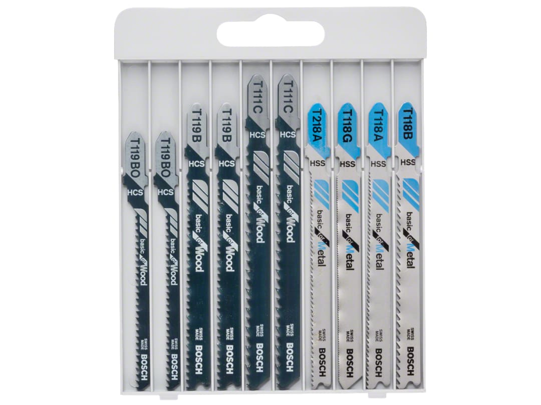 Bosch Powertool Accessories Basic for Wood and Metal Jigsaw Blade Set,10 Piece 2607010630